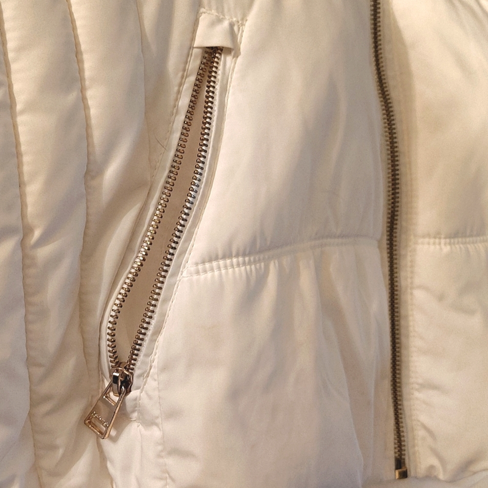Calvin Klein TAG Puffer Vest, Women Ivory, Hood,Gold ZipUP+Pckts,Collar, XL - Picture 12 of 16